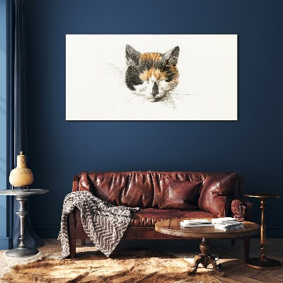 Glas foto Portret van een kat in tinten bruin