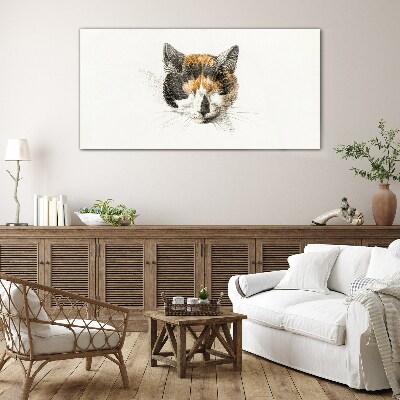 Glas foto Portret van een kat in tinten bruin