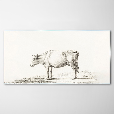 Glas foto Een kalme koe tegen de achtergrond van de natuur