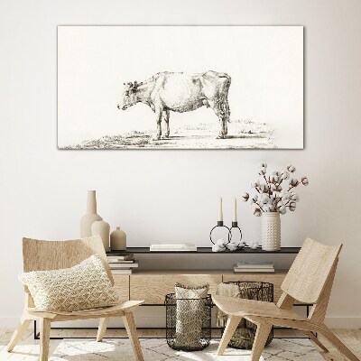 Glas foto Een kalme koe tegen de achtergrond van de natuur