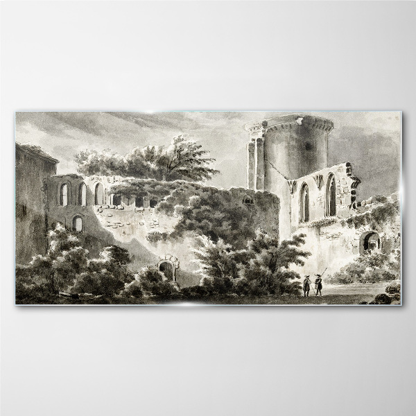 Foto op glas Ruïnes in het landschap