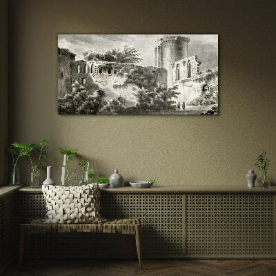 Foto op glas Ruïnes in het landschap