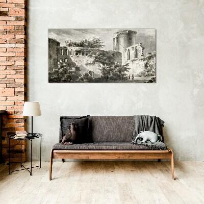 Foto op glas Ruïnes in het landschap