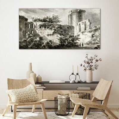Foto op glas Ruïnes in het landschap