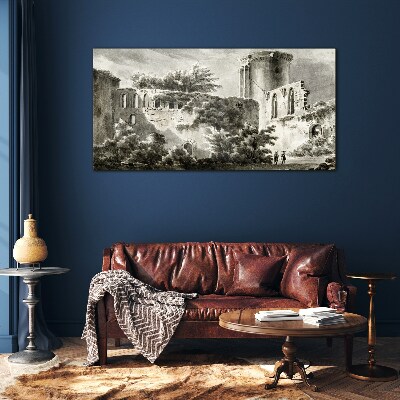 Foto op glas Ruïnes in het landschap