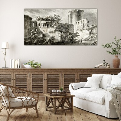 Foto op glas Ruïnes in het landschap