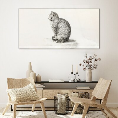 Schilderij op glas Zittende kat