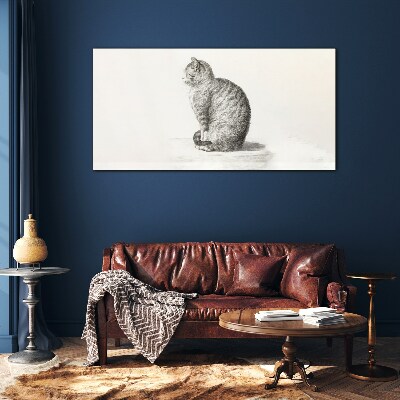 Schilderij op glas Zittende kat