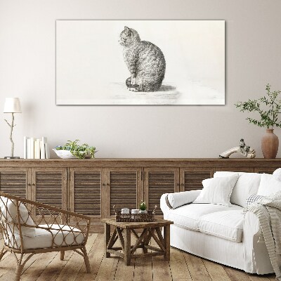 Schilderij op glas Zittende kat