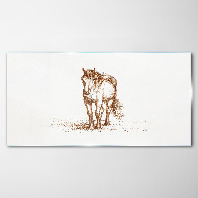 Schilderij op glas Een paard in de wei