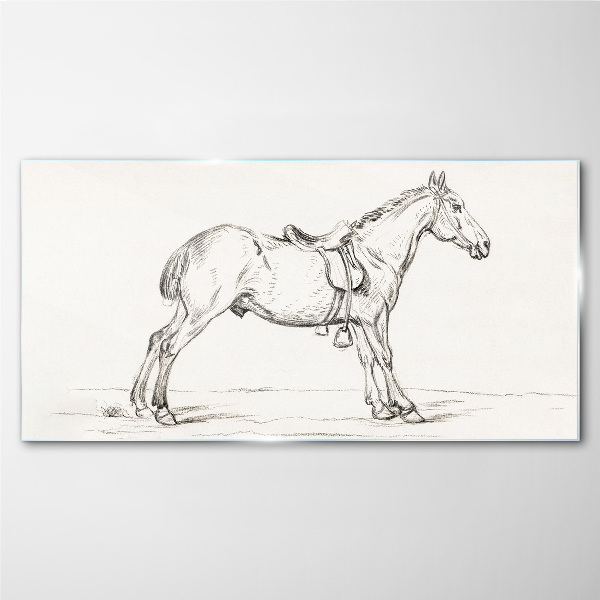 Glas foto Tekening van een paard in beweging