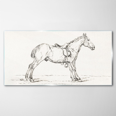 Glas foto Tekening van een paard in beweging