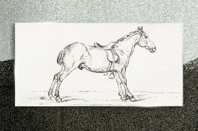 Glas foto Tekening van een paard in beweging