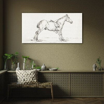 Glas foto Tekening van een paard in beweging
