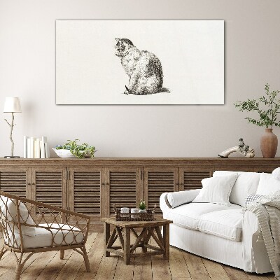 Schilderij op glas Zittende kat in monochrome stijl