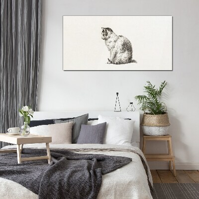 Schilderij op glas Zittende kat in monochrome stijl