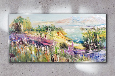 Glas foto Kleurrijk kustlandschap