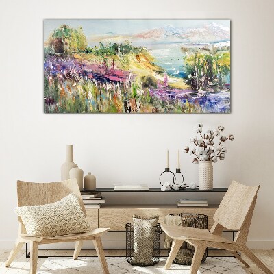 Glas foto Kleurrijk kustlandschap