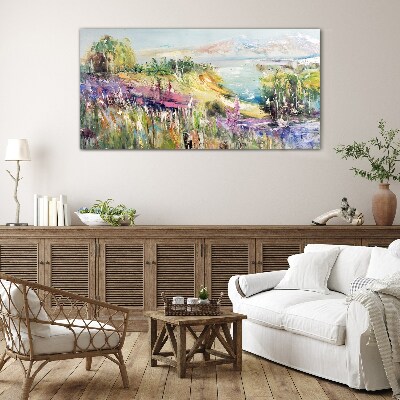 Glas foto Kleurrijk kustlandschap