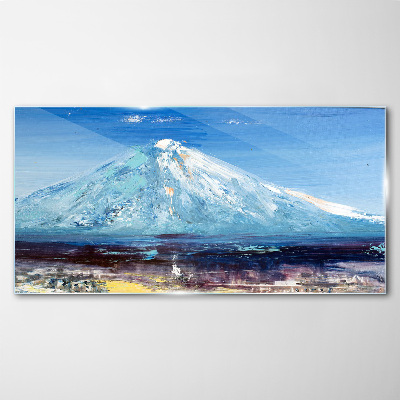 Schilderij op glas Berg in het blauw