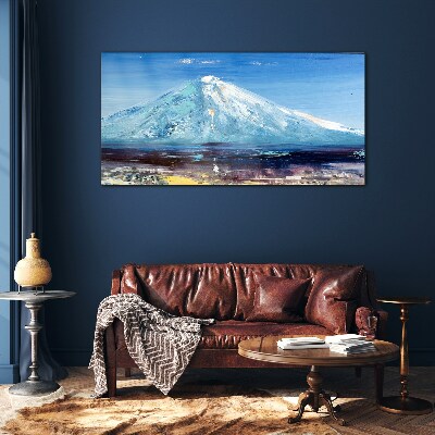 Schilderij op glas Berg in het blauw