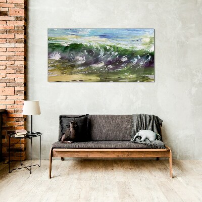 Glas foto Een golf in de kleuren van de natuur