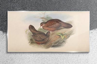 Schilderij op glas Twee vogels op een tak