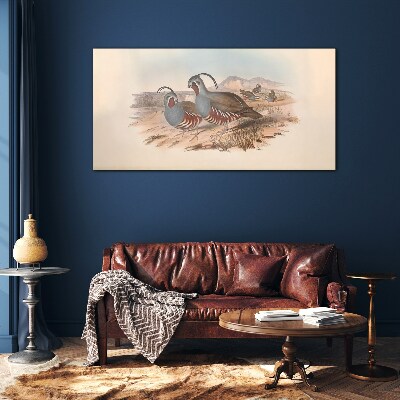 Glas foto Vogels in het landschap