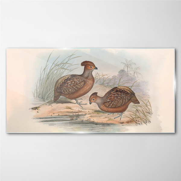 Foto op glas Een vredig landschap met vogels