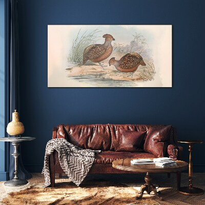 Foto op glas Een vredig landschap met vogels