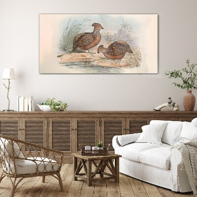 Foto op glas Een vredig landschap met vogels