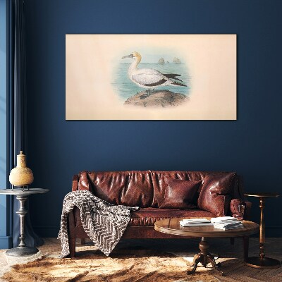 Foto op glas Zeevogel tegen de waterachtergrond