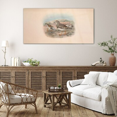 Foto op glas Vogels tegen de achtergrond van een woestijnlandschap