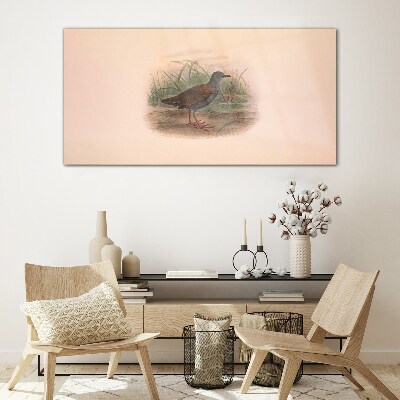 Glas foto Visser in het gras