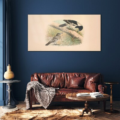 Foto op glas Vogels op een tak