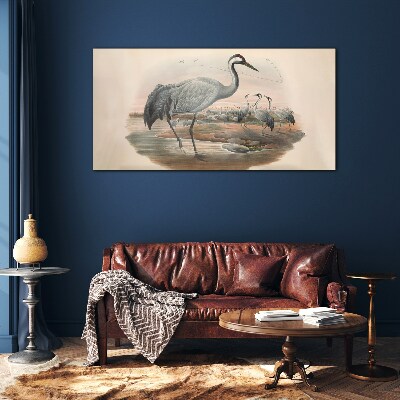 Schilderij op glas Kievit op de waterachtergrond