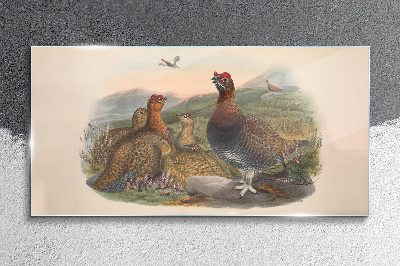 Glas foto Een familie vogels in hun natuurlijke habitat