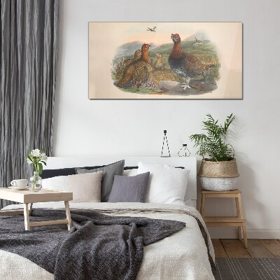 Glas foto Een familie vogels in hun natuurlijke habitat