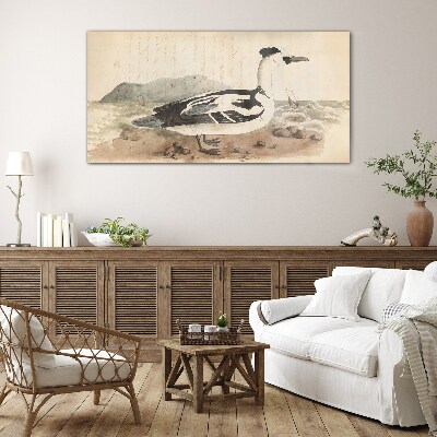 Schilderij op glas Een eend tegen een zeegezicht