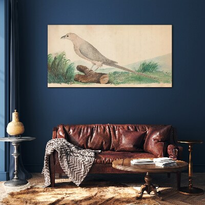 Foto op glas Een vogel tegen de achtergrond van de natuur