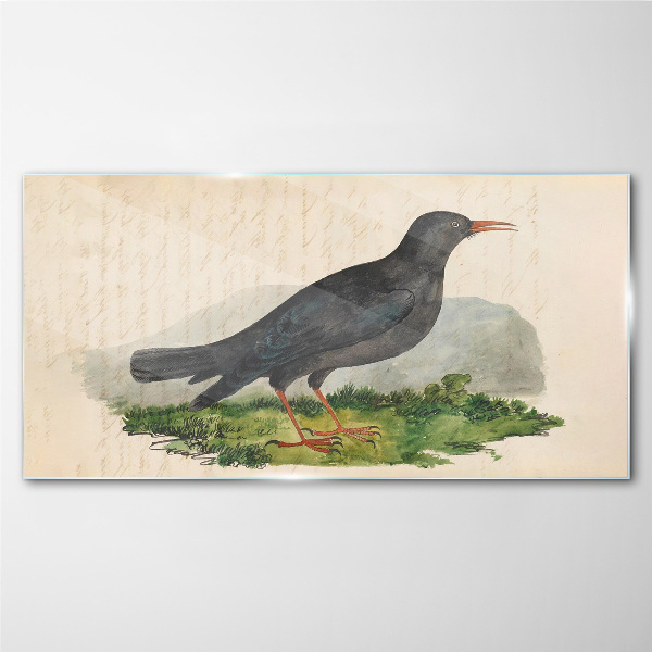 Glas foto Een vogel op een groene achtergrond