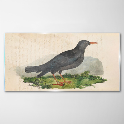 Glas foto Een vogel op een groene achtergrond