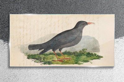 Glas foto Een vogel op een groene achtergrond