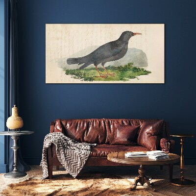 Glas foto Een vogel op een groene achtergrond