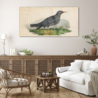 Glas foto Een vogel op een groene achtergrond