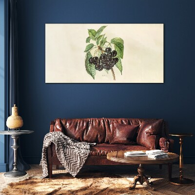 Foto op glas Zwarte vrucht op een tak
