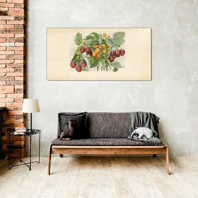 Schilderij op glas Fruitig boeket van frambozen en bramen