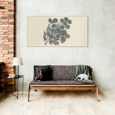 Foto op glas Bloemenmotief in zwart-wit