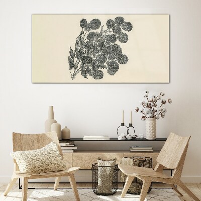 Foto op glas Bloemenmotief in zwart-wit