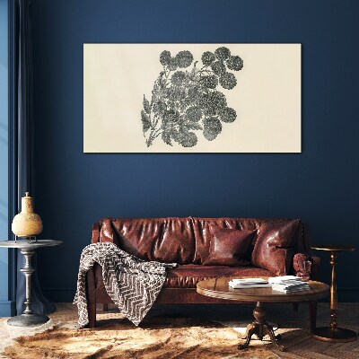 Foto op glas Bloemenmotief in zwart-wit